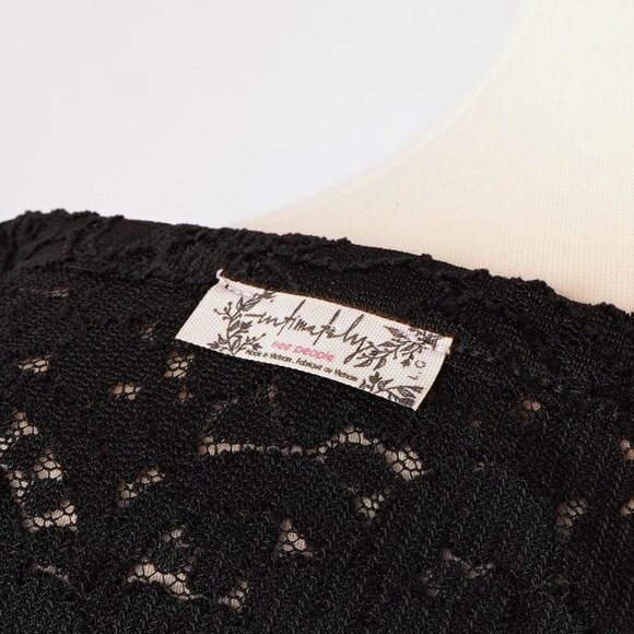 Free People Cloud Ride Notch Long Sleeve Black Floral Lace - Size Large - Picture 4 of 8